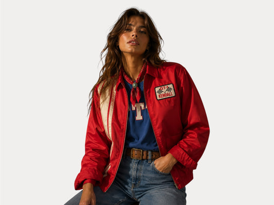 Taille S. Fabriqué aux États-Unis. Veste de course en nylon vintage Gt-1 Kendall des années 70.