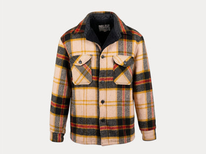 Talla XL. Chaqueta vintage de lana a cuadros Woolrich de los años 70.