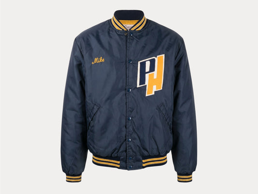 Chaqueta grande y auténtica de nailon de los años 70 para trabajadores sindicalizados. Bordada.