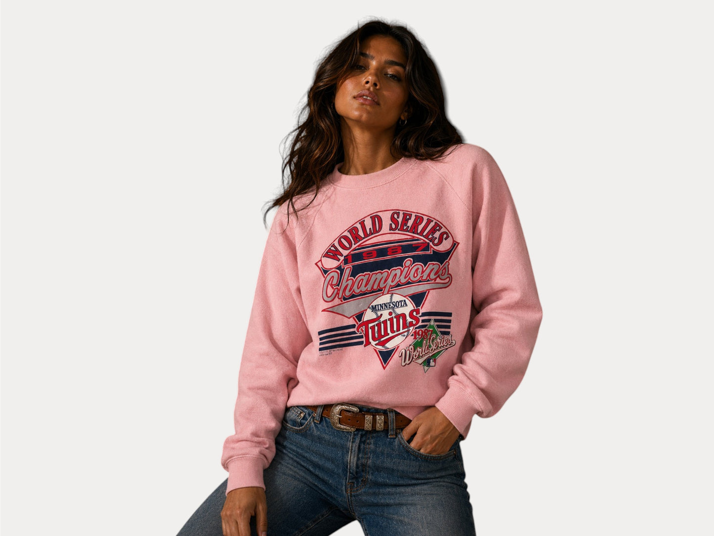 Grand. Sweat-shirt vintage des World Series 1987, fabriqué aux États-Unis.