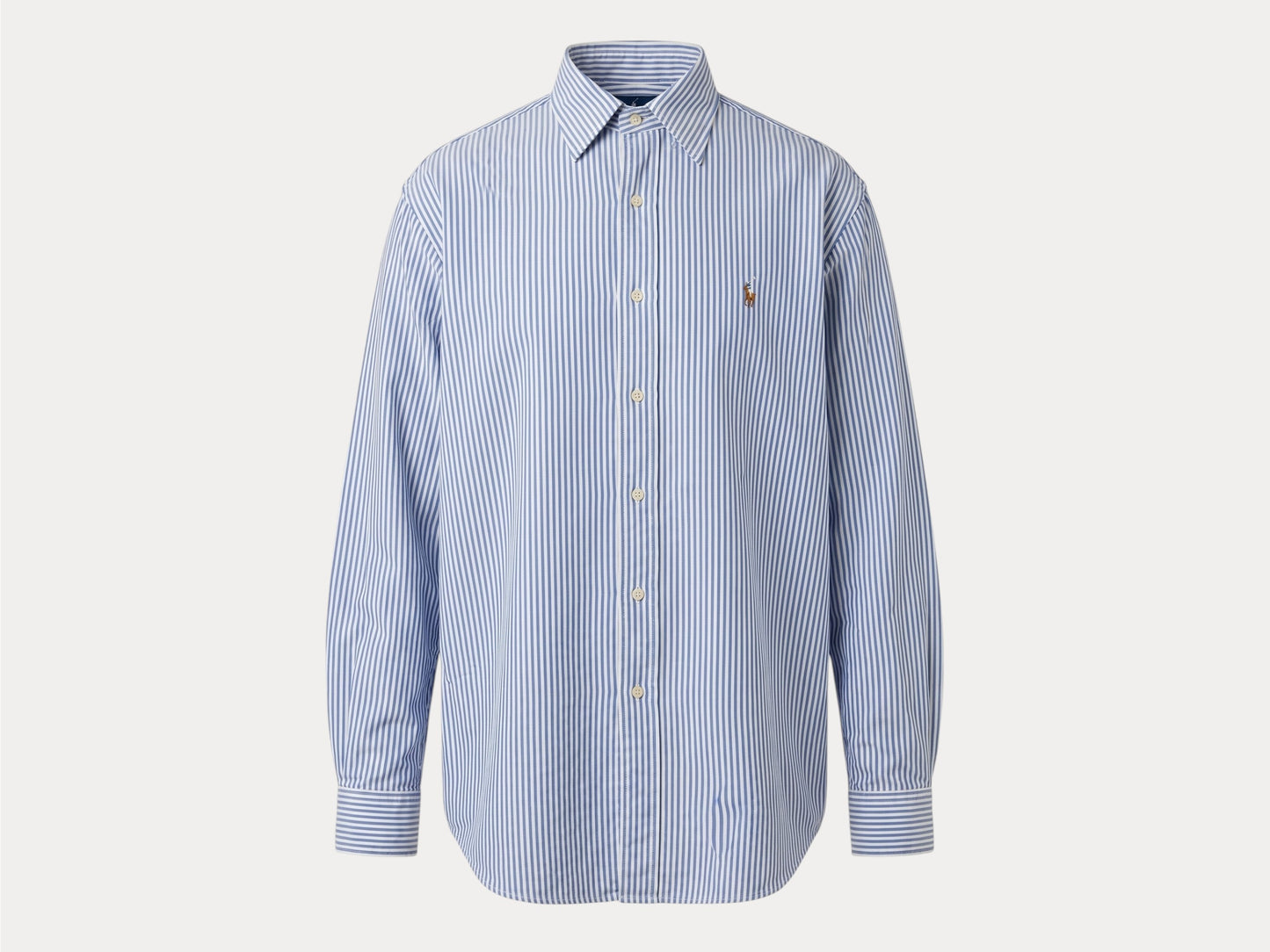 Ralph Lauren YARMOUTH Button-Down Shirt Large | Blue White Stripe Cotton | Made in USA | Preppy Mens Oxford Shirt