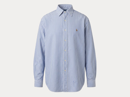 Ralph Lauren YARMOUTH Button-Down Shirt Large | Blue White Stripe Cotton | Made in USA | Preppy Mens Oxford Shirt