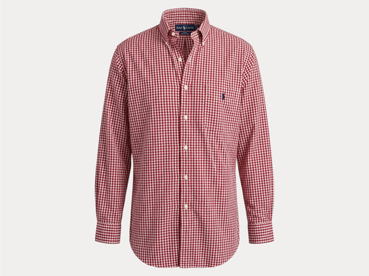Ralph Lauren Golf TILDEN Button-Down Shirt Large | Red White Gingham Check Cotton | Mens Classic Golf Shirt