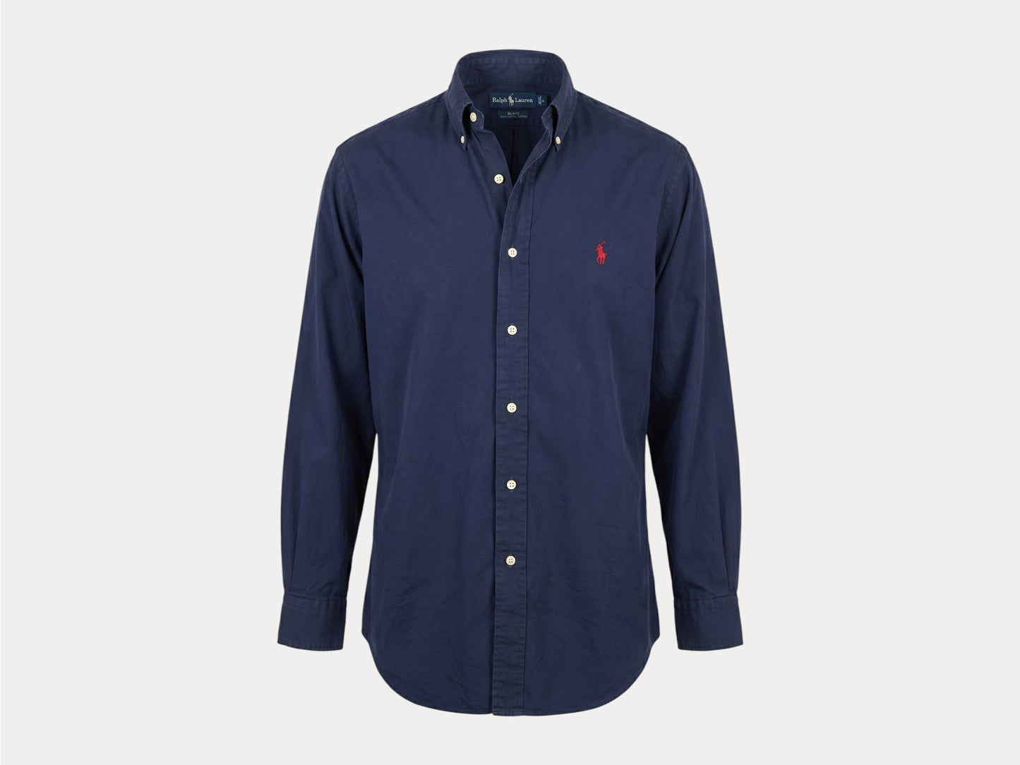 Ralph Lauren BLAKE Button-Down Shirt Large | Solid Navy Two-Ply Cotton | Mens Classic Shirt