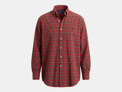 Ralph Lauren BLAKE Button-Down Shirt Medium | Red Tartan Plaid Two-Ply Cotton | Made in Sri Lanka | Mens Classic Shirt
