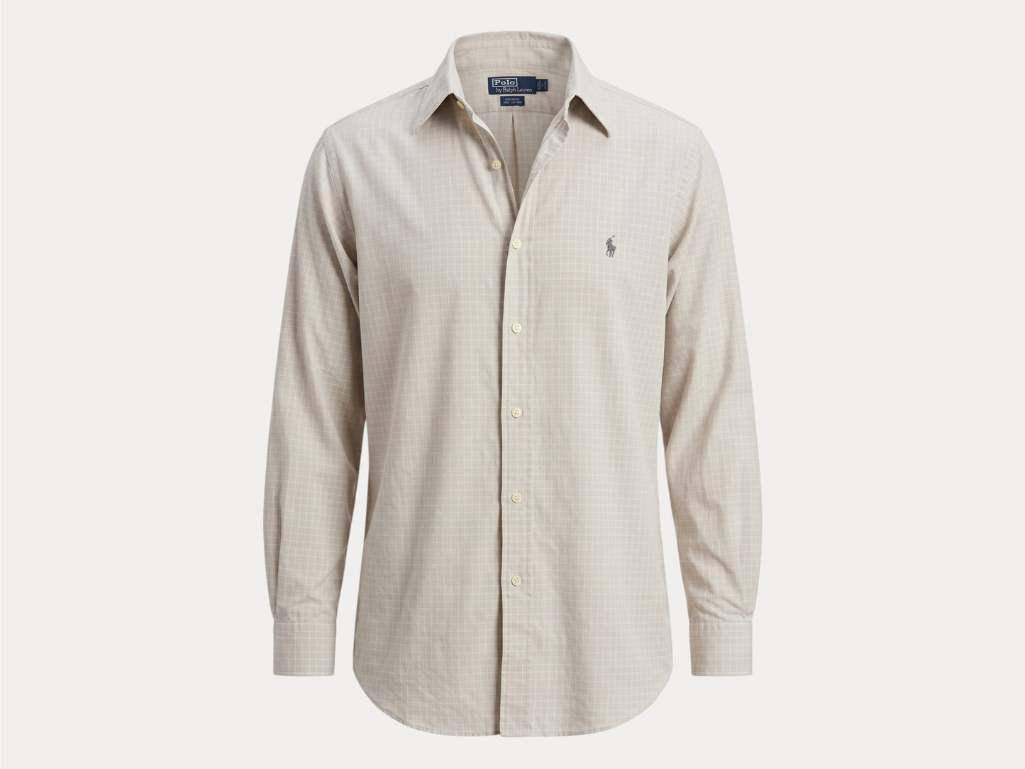 Polo by Ralph Lauren ANDREW Shirt 16-34/35 Large | Grey Windowpane Check Cotton | Vintage Mens Shirt