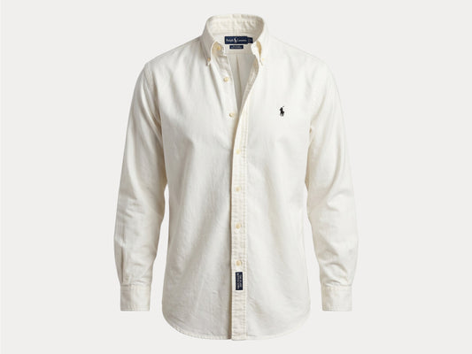 Ralph Lauren BLAIRE Button-Down Shirt Medium | Solid White Cotton | Made in USA | Mens Classic White Shirt
