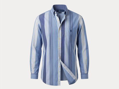 Ralph Lauren BLAIRE Button-Down Shirt Medium | Blue Multi Stripe Cotton | Made in Northern Mariana Islands | Mens Classic Shirt