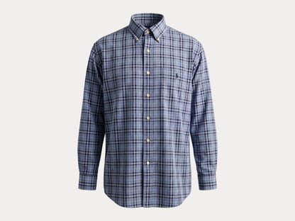 Ralph Lauren BLAKE Button-Down Shirt Large | Blue Black Plaid Cotton | Mens Classic Shirt