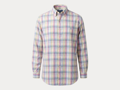 Polo by Ralph Lauren Pastel Plaid Shirt Large | Pink Yellow Blue Cotton | Vintage 90s Mens Shirt