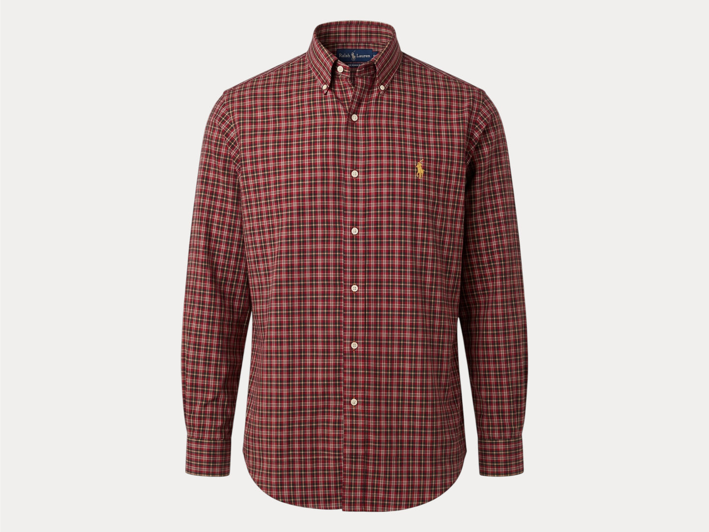 Ralph Lauren Classic Fit Button-Down Shirt Large | Red Tartan Plaid Cotton | Mens Classic Shirt