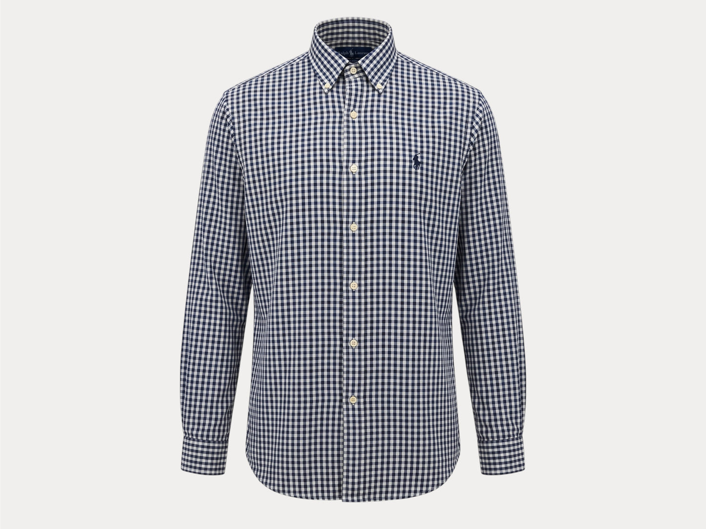 Ralph Lauren BLAKE Button-Down Shirt Medium | Navy Black Gingham Cotton | Mens Classic Shirt