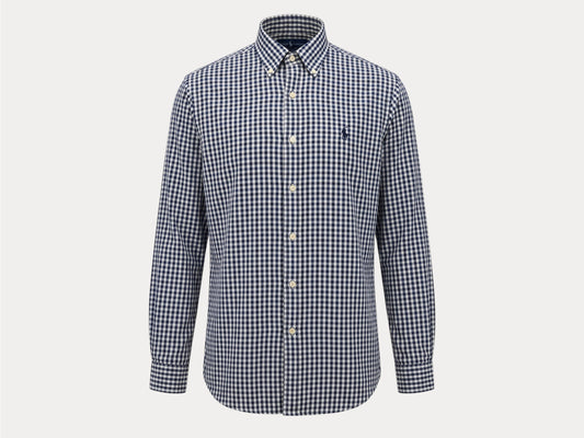 Ralph Lauren BLAKE Button-Down Shirt Medium | Navy Black Gingham Cotton | Mens Classic Shirt