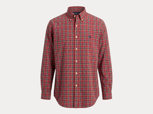 Ralph Lauren Classic Fit Button-Down Shirt Medium | Red Multi Plaid Cotton | Mens Classic Shirt