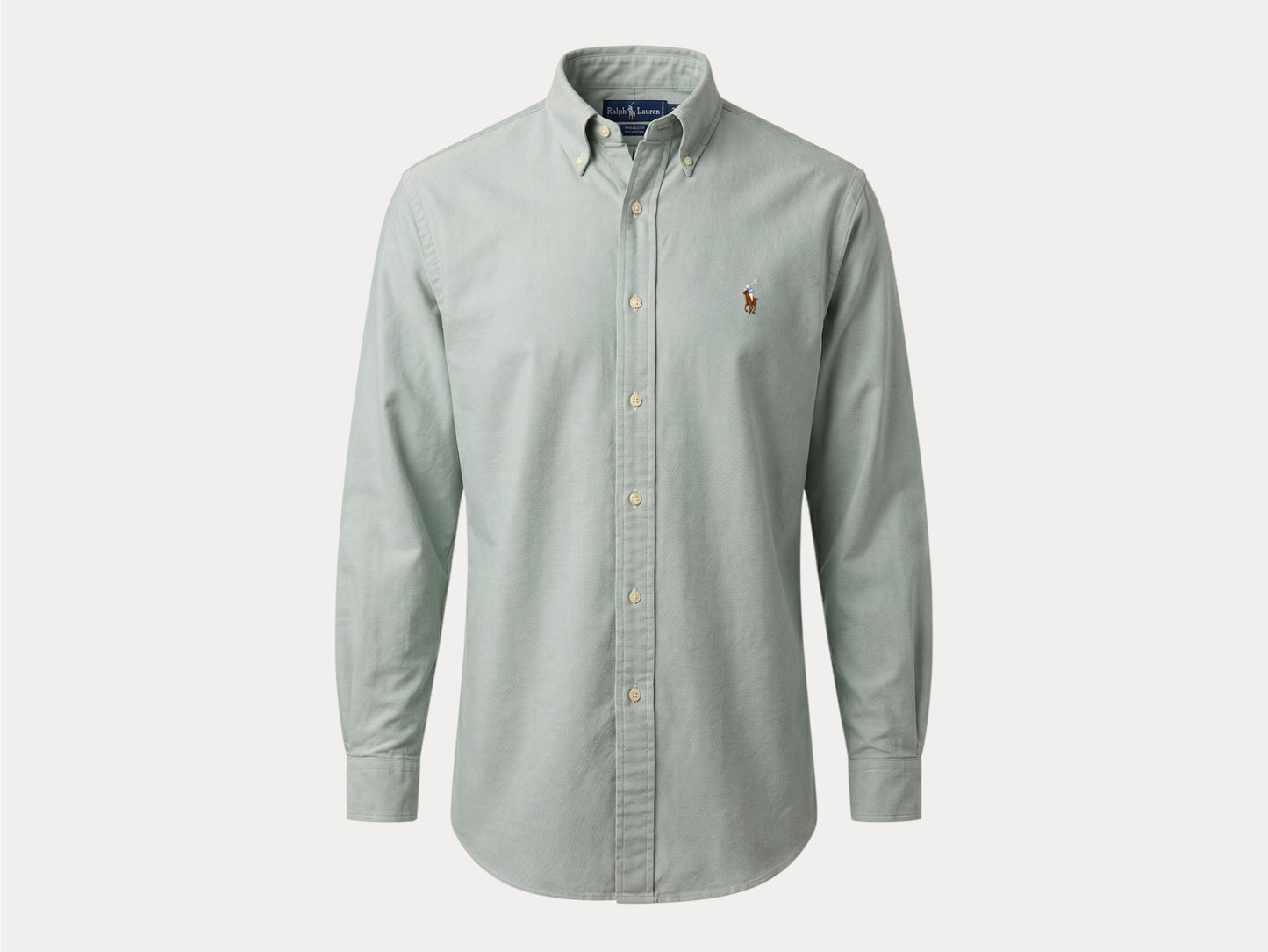 Ralph Lauren YARMOUTH Button-Down Shirt 16,5-34 Large | Solid Grey Cotton Oxford |Vintage Mens Shirt
