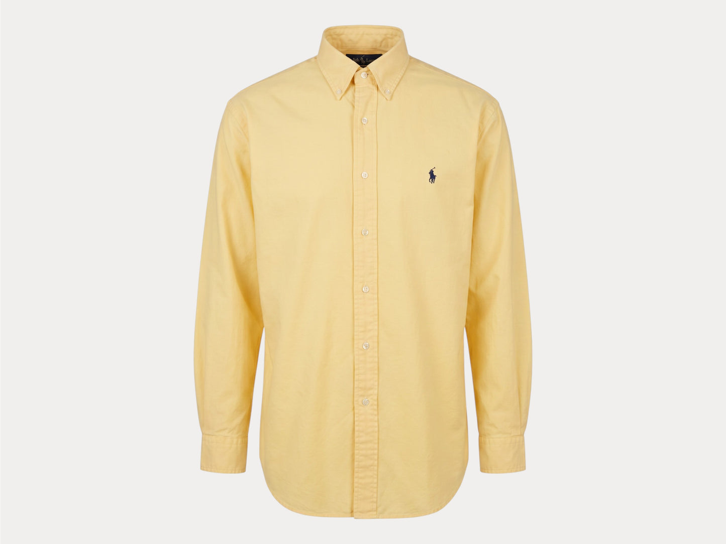 Ralph Lauren BLAKE Button-Down Shirt Large | Solid Yellow Cotton | Mens Classic Shirt