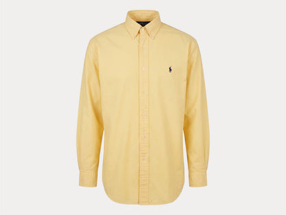 Ralph Lauren BLAKE Button-Down Shirt Large | Solid Yellow Cotton | Mens Classic Shirt