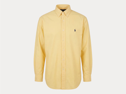 Ralph Lauren BLAKE Button-Down Shirt Large | Solid Yellow Cotton | Mens Classic Shirt