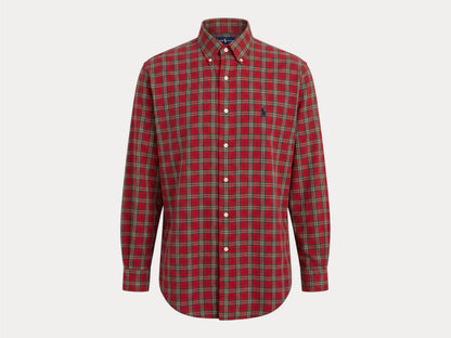 Ralph Lauren Button-Down Shirt Large | Red Green Tartan Plaid Cotton | Mens Classic Shirt