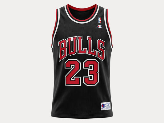 Champion Chicago Bulls #23 Jordan Jersey Size 40 Black Mesh Vintage 90s NBA