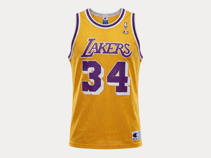 Champion LA Lakers #34 O'Neal Jersey Size 48 Gold Mesh Vintage 90s NBA Authentic