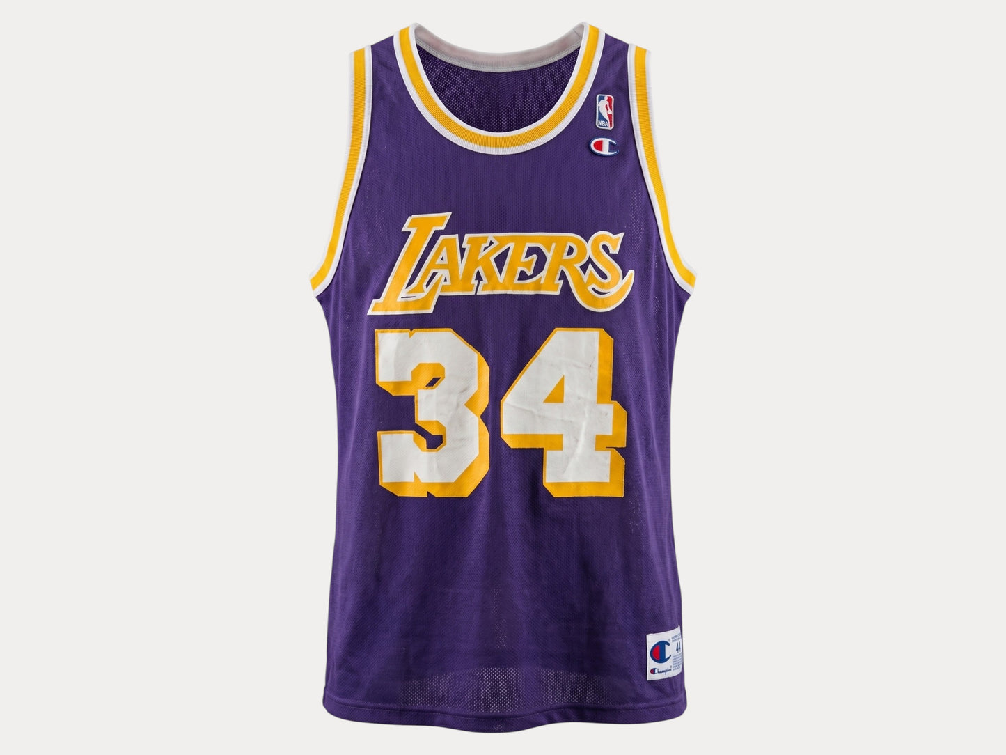 Champion LA Lakers #34 Jersey Size 44 Purple Mesh Vintage 90s NBA Made in USA