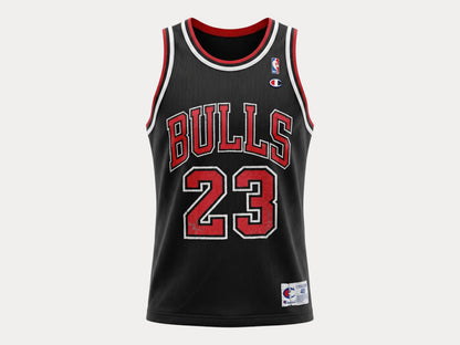 Champion Chicago Bulls #23 Jersey Size 40 Black Mesh Vintage 90s NBA Authentic