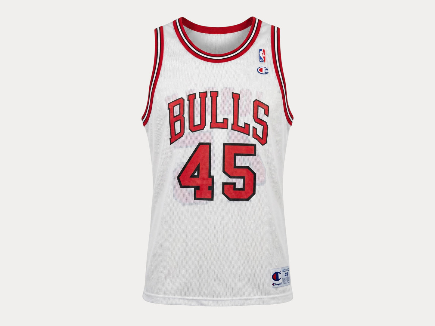 Champion Chicago Bulls #45 Jordan Comeback Jersey Size 48 White Mesh 1995 NBA