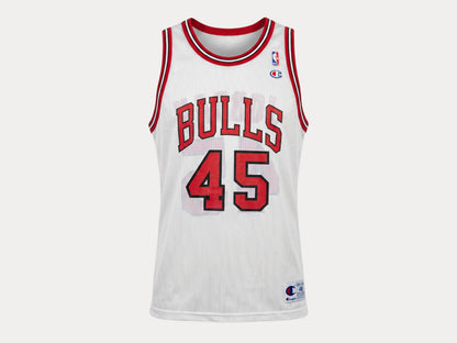 Champion Chicago Bulls #45 Jordan Comeback Jersey Size 48 White Mesh 1995 NBA