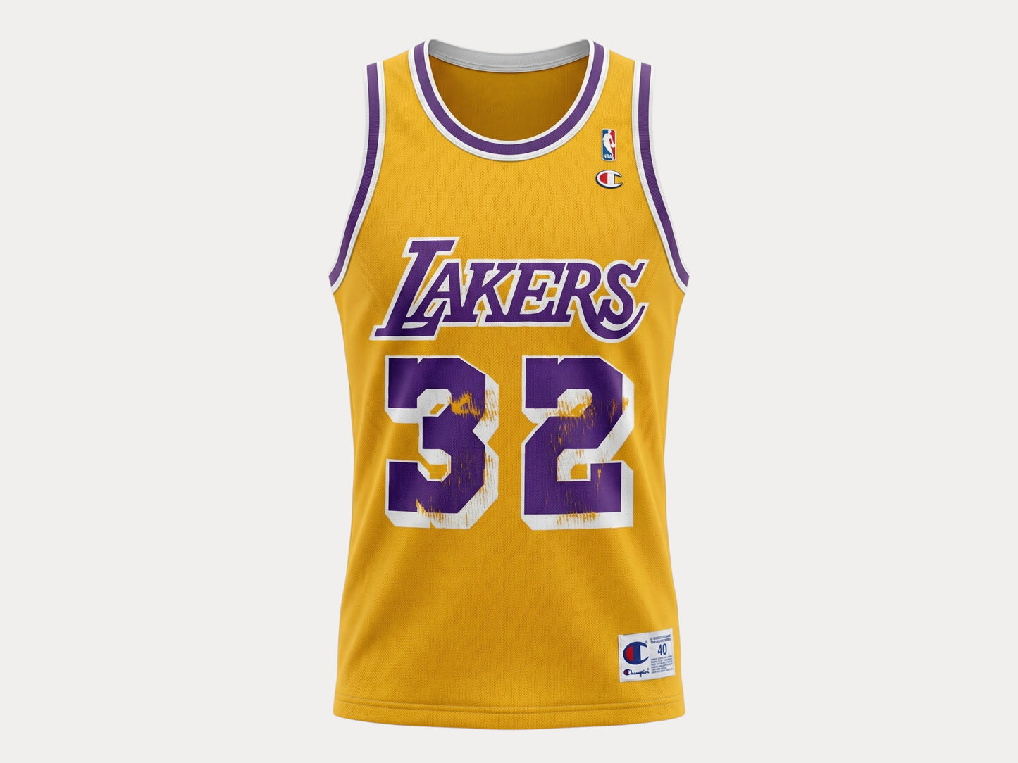 Champion LA Lakers #32 Magic Johnson Jersey Size 40 Gold Mesh Vintage 90s NBA
