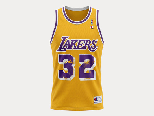 Champion LA Lakers #32 Magic Johnson Jersey Size 40 Gold Mesh Vintage 90s NBA