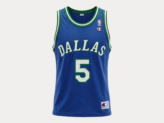 Champion Dallas Mavericks #5 Kidd Jersey Size 40 Blue Mesh Vintage 90s NBA