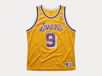 Champion LA Lakers #9 Van Exel Jersey Size 48 Gold Mesh Vintage 90s NBA