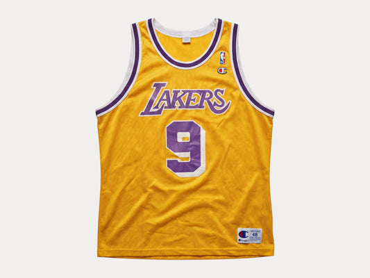 Champion LA Lakers #9 Van Exel Jersey Size 48 Gold Mesh Vintage 90s NBA