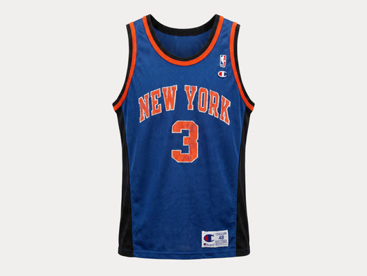 Champion New York Knicks #3 Starks Jersey Size 48 Blue Mesh Vintage 90s NBA USA