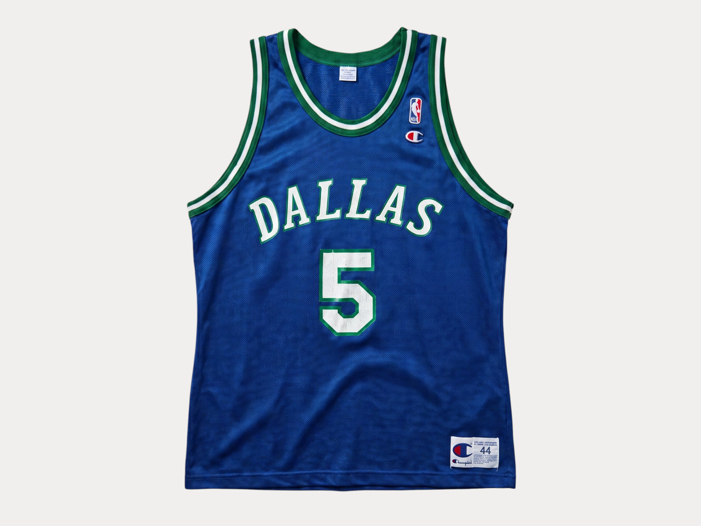 Champion Dallas Mavericks Jason Kidd #5 Jersey Size 44 Navy Blue Green Mesh 90s NBA