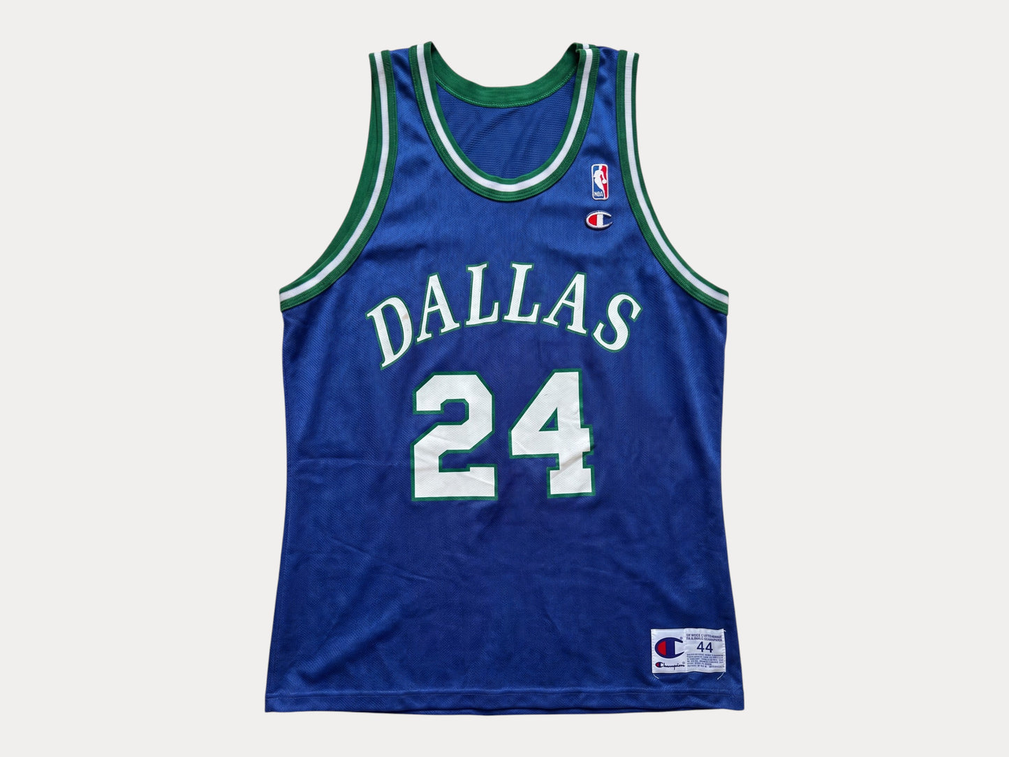 Champion Dallas Mavericks #24 Jersey Size 44 Navy Blue Green Mesh 90s NBA Made in USA