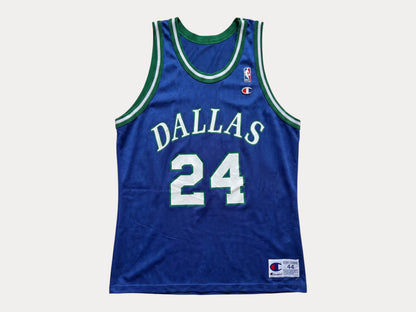 Champion Dallas Mavericks #24 Jersey Size 44 Navy Blue Green Mesh 90s NBA Made in USA