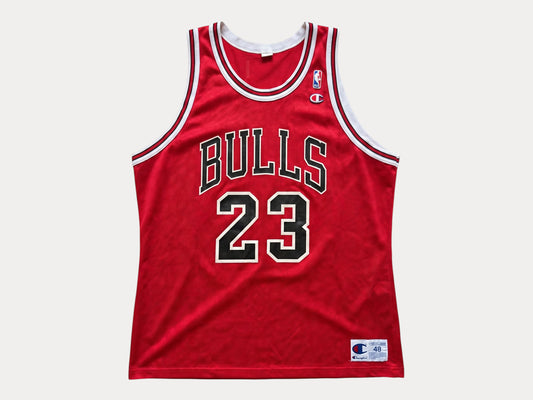 Champion Chicago Bulls Michael Jordan #23 Jersey Size 48 Red Mesh 90s NBA Road Jersey