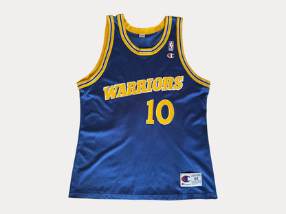 Champion Golden State Warriors Tim Hardaway #10 Jersey Size 44 Blue Yellow Mesh 90s NBA