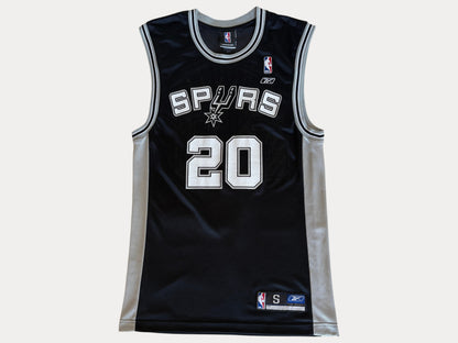 Reebok San Antonio Spurs Manu Ginobili No. 20 Jersey Size S Black Mesh 2000s NBA Vintage