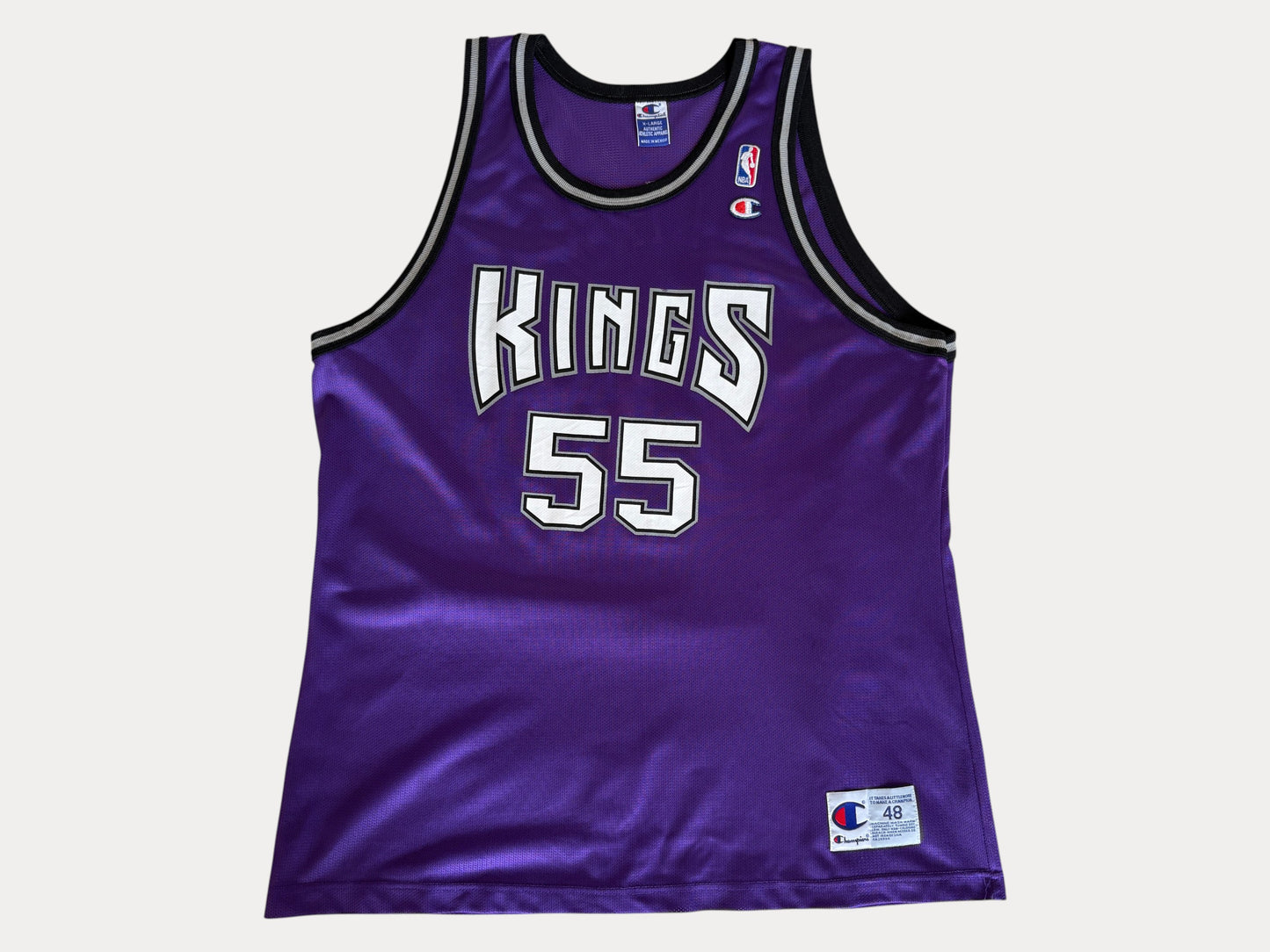 Champion Sacramento Kings Jason Williams No. 55 Jersey Size 48 Purple Mesh NBA 90s