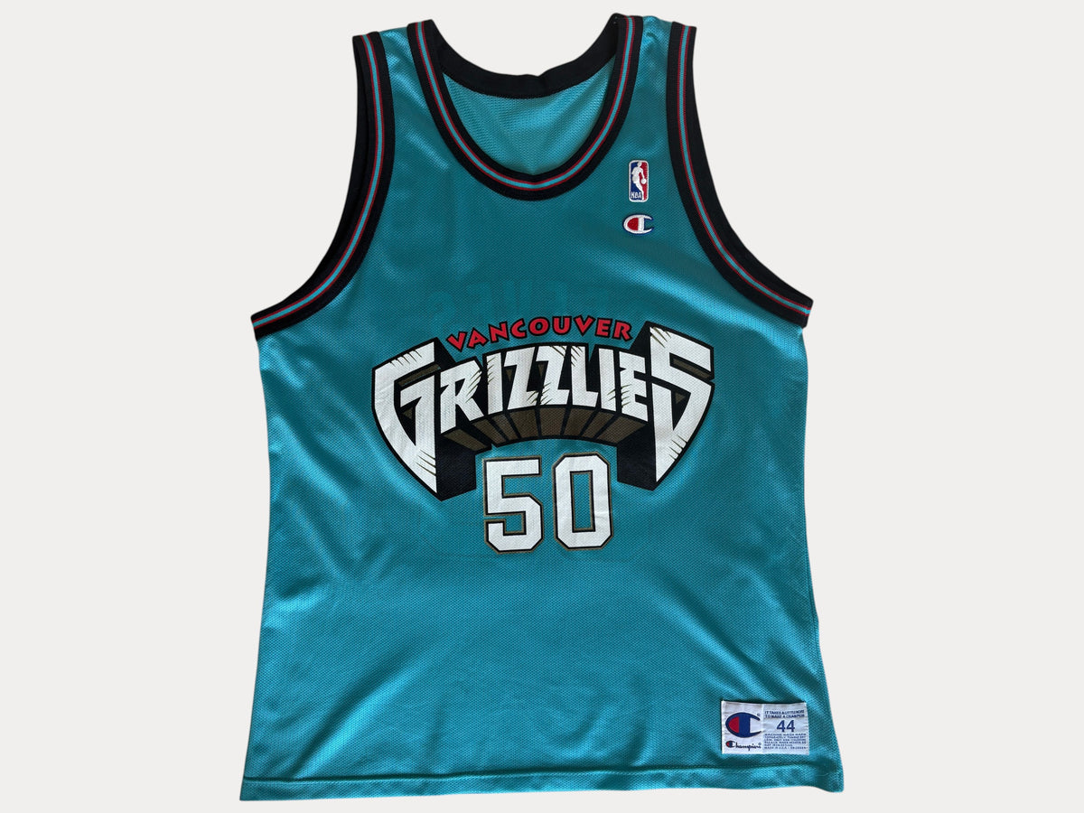 Champion Vancouver Grizzlies Bryant Reeves No. 50 Jersey Size 44 Teal Mesh NBA 90s