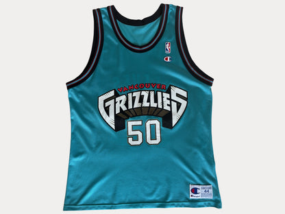 Champion Vancouver Grizzlies Bryant Reeves No. 50 Jersey Size 44 Teal Mesh NBA 90s