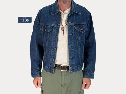 Size 42US / 52EU Vintage Late 70s Levi’s 70505 Denim Jacket – 2 Pocket, Made in USA, Classic Trucker