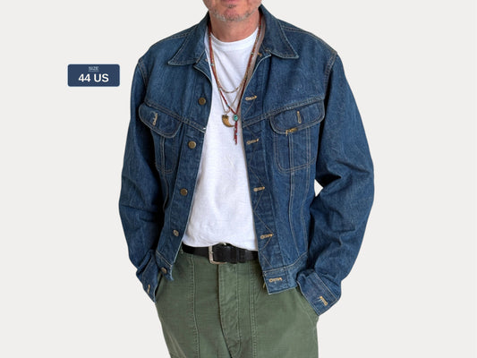 Vintage 70s Lee Union Made Denim Jacket | 2 Pockets | Made in USA | Size 44US / 54EU | Classic Blue Jean Workwear | AJ357 Studio