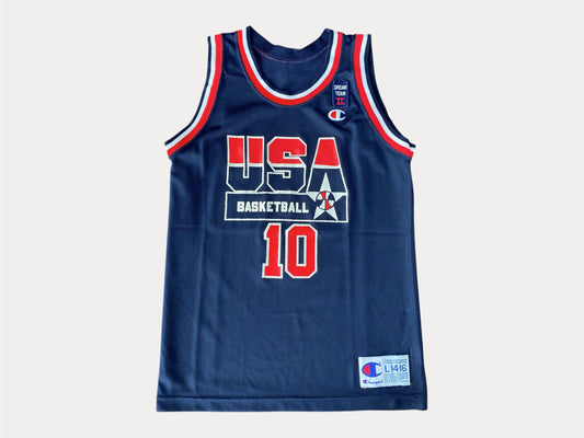 Camiseta juvenil L 14-16. Camiseta vintage de los 90 del equipo de ensueño de EE. UU., campeón de la NBA, número 10 Miller, fabricada en EE. UU.