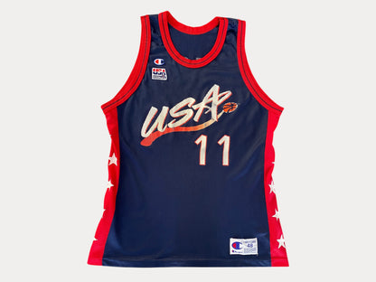 Camiseta vintage de la NBA Carl Malone #11, campeón olímpico del Dream Team, talla 48 | Fabricada en EE. UU.