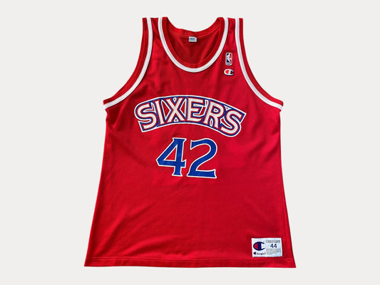 Authentic Size 44 Jerry Stackhouse #42 Philadelphia 76ers 90s Vintage NBA Jersey | Made by Champion