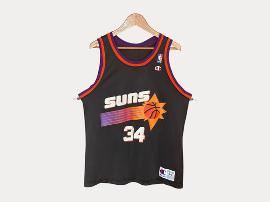 Camiseta vintage de la NBA de los Phoenix Suns de Charles Barkley n.° 34 de los años 90 (talla 44), fabricada en EE. UU. por Champion.